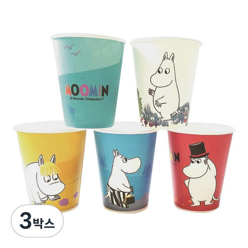 무민 5종 컬러 종이컵 270ml, 100개입, 3개