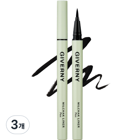 지베르니 밀착 펜 라이너 0.6g, 01호 블랙, 3개