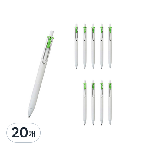 유니볼 원 중성 잉크펜 0.38mm, 라임그린, 20개