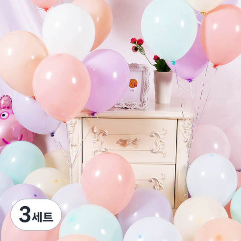 심플 마카롱 풍선 13cm 200p 세트, 혼합색상, 3세트