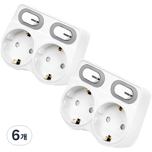 에코파워탭 LED L자 멀티탭 2구 EPM-L402L, 9.1cm, 화이트, 6개