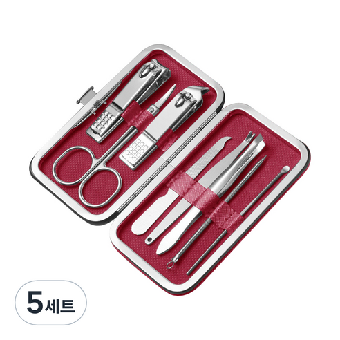 유즈윈 풀케어 손톱깎이 8종 세트, 레드, 5세트