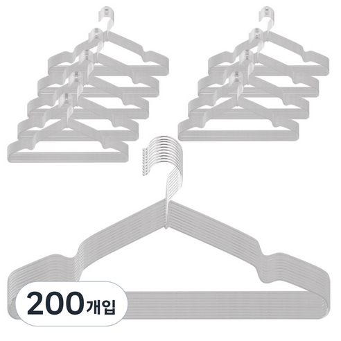 마켓플랜 논슬립 코팅 옷걸이, 그레이, 200개