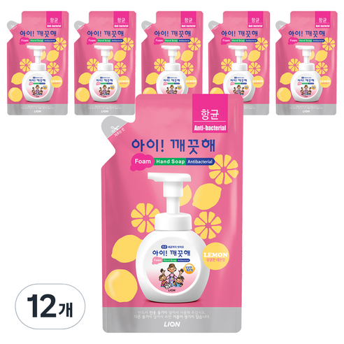 아이깨끗해 핸드워시 레몬향 리필, 200ml, 12개