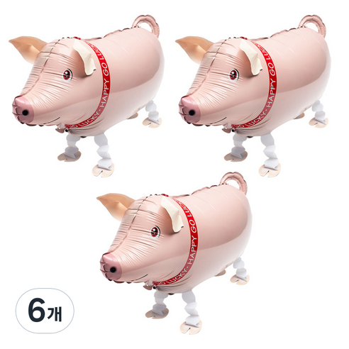 파티팡 걸어 다니는 동물 은박 풍선, 돼지, 6개