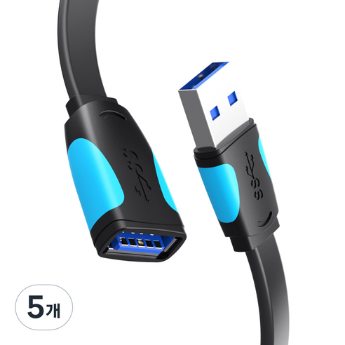 벤션 칼국수형 USB 3.0 고속 연장케이블 블랙, 5개, 1.5m