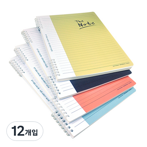 미소로 PP2단노트 72매 190x260mm, 레드, 블랙, 그레이, 옐로우, 12개입