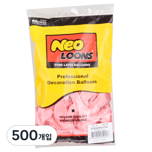 네오룬즈 13cm 라운드풍선, 스탠다드 핑크, 500개