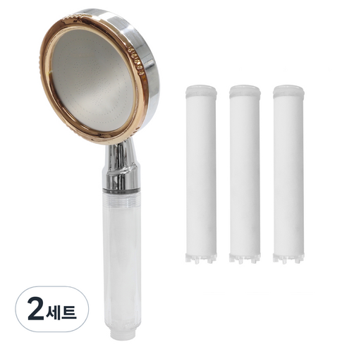미리내 빅헤드 수압상승 정수필터 샤워기헤드 + 세디먼트 필터 3p, 2개