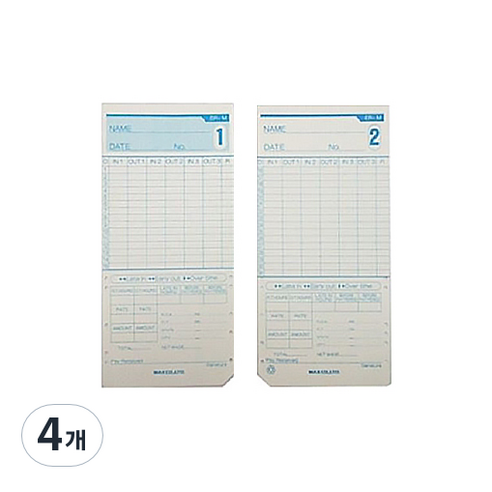 출퇴근 기록기 카드 86 x 186 x 0.26 mm MAX ER-M, 1개입, 4개