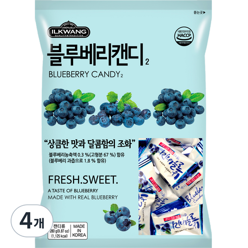 일광제과 블루베리캔디2, 280g, 4개