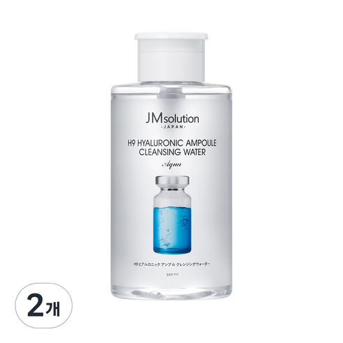 제이엠솔루션 H9 히아루로닉 앰플 클렌징 워터 아쿠아, 500ml, 2개