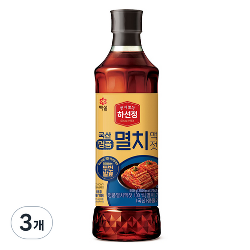하선정 국산 명품 멸치액젓, 500g, 3개