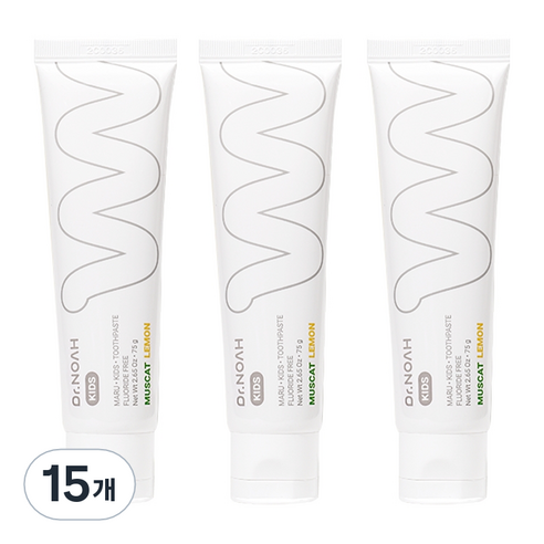 닥터노아 무불소 마루 유아치약 청포도레몬, 75g, 15개