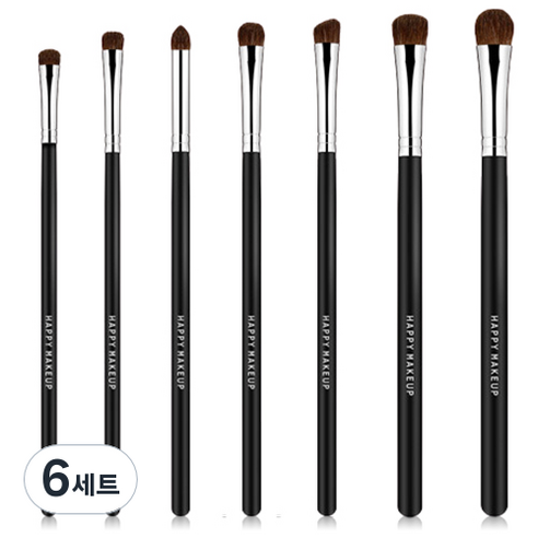 OON 이지 블랜딩 아이 메이크업 브러쉬 7종 세트, 블랙, 6세트