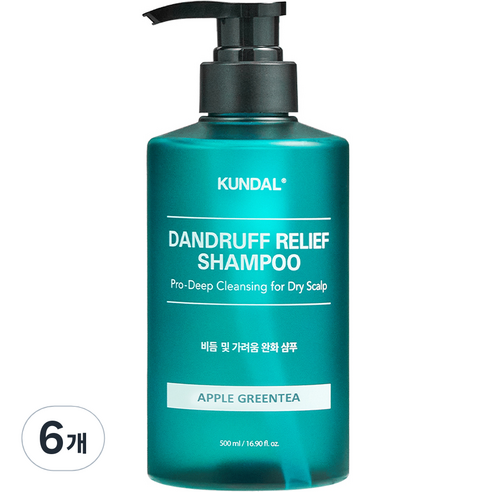 쿤달 프로 클린 비듬 샴푸 애플그린티, 500ml, 6개