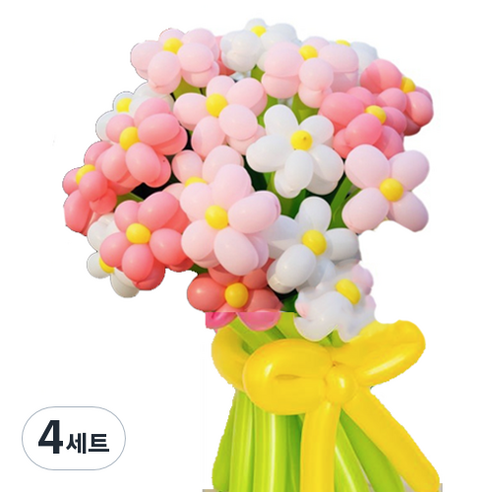 타이탄 잔치 생일 파티 이벤트 풍선 꽃다발 플라워 + 펌프 세트, 4(풍선), 랜덤발송(펌프), 4세트