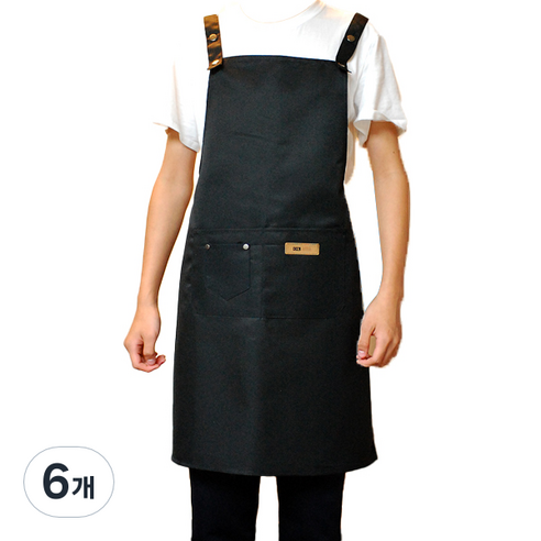 누심비 카페 데님 심플 앞치마, 블랙, 6개