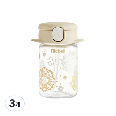 릿첼 AQ 슬림 빨대컵 R, 베이지, 3개, 160ml