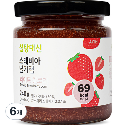 알티스트 설탕대신 스테비아 딸기잼, 240g, 6개