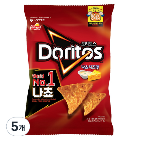 도리토스 나쵸치즈맛 대, 144g, 5개