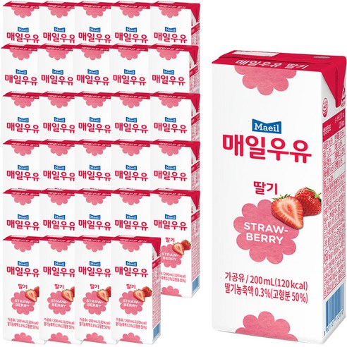 매일유업 멸균우유 딸기, 200ml, 96개