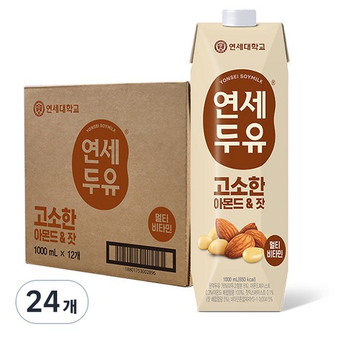 연세두유 아몬드 앤 잣 두유, 1L, 24개
