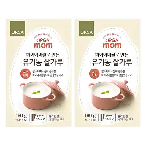 올가맘 하이아미쌀로 만든 유기농 쌀가루 고운입자, 2개, 180g