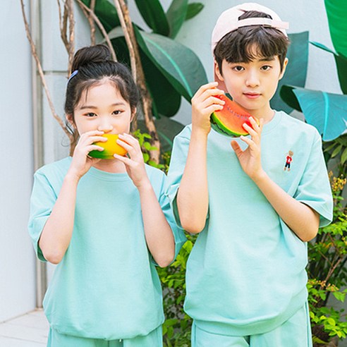 더벅키즈 아동용 피오니 해피베어 자수 반팔티