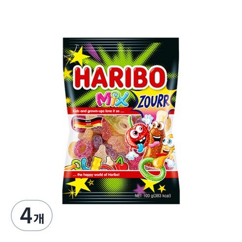 하리보 믹스 사우어 젤리, 100g, 4개