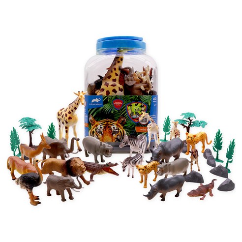 애니멀 플래닛 사각 버켓 40종 동물 피규어: 상상력을 길러주는 특별한 선물 동물피규어