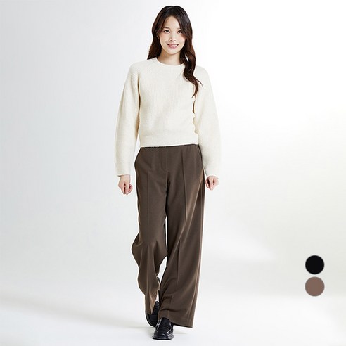 스파오 여성용 데일리지 풀밴딩 스트레치 와이드 팬츠 SPTAE49W01