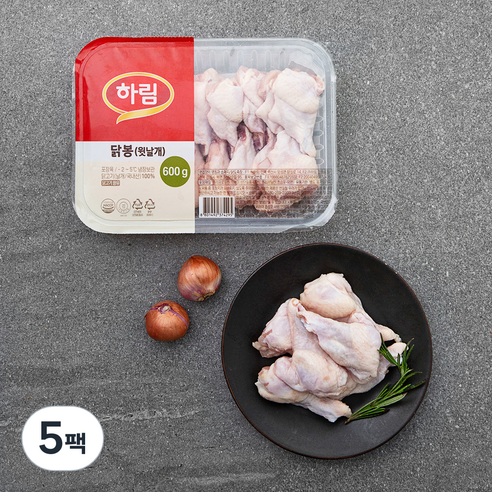 하림 닭봉 (냉장), 600g, 5팩