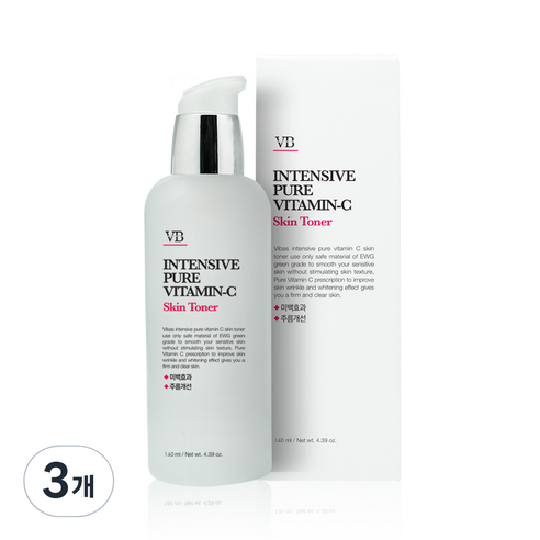 비바스 인텐시브 퓨어비타민C 스킨토너, 3개, 140ml