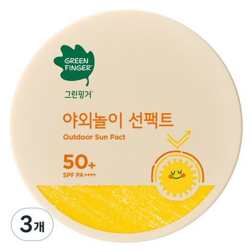 그린핑거 유아용 저자극 무기자차 야외놀이 선팩트 SPF50+ PA++++, 16g, 3개
