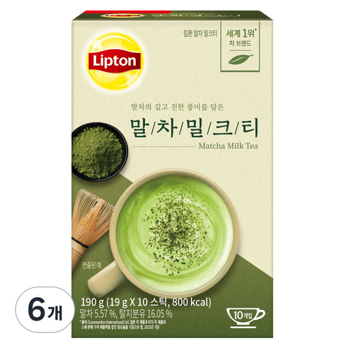 립톤 말차 밀크티, 19g, 10개입, 6개