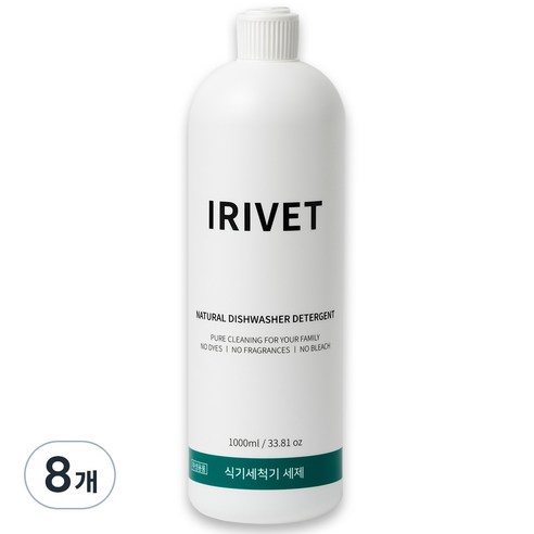 아이리벳 1종 식기세척기 액체 세제, 1000ml, 8개