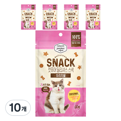 캣퓨어 고양이 딜리셔스 스낵 오랄 콤플렉스, 10개, 60g, 오리지널