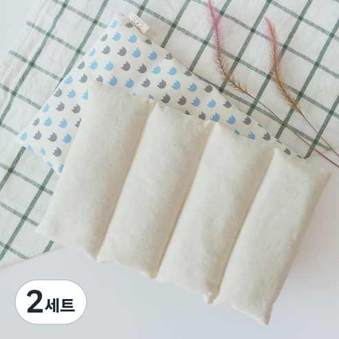 팥앤찜 휴대용 현미 복부찜질팩 + 커버 하늘튤립 세트, 2세트