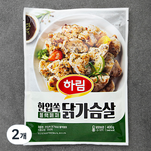 하림 한입쏙 닭가슴살 블랙페퍼, 400g, 1개입, 2개