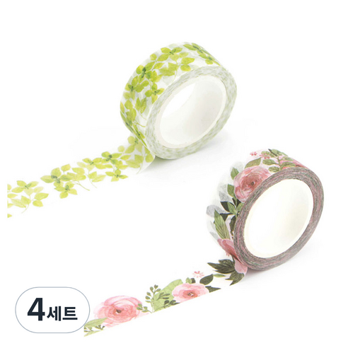 라이프포인트 내츄럴 일러스트 마스킹 테이프 11동백나무 세트, 11동백나무, 19신록, 4세트