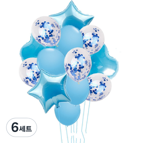 파티복닷컴 풍선모음 14p 파티세트, 블루, 6세트