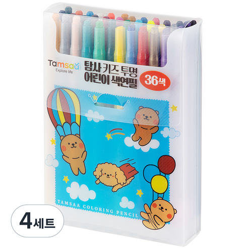 탐사 키즈 투명 어린이 색연필 36색, 4세트