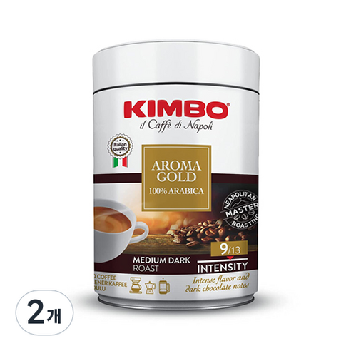 킴보 아로마골드 100%아라비카 분쇄 (캔), 250g, 2개, 커피메이커