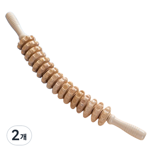 모두의시작 원목 나무 마사지 롤러 51cm, 라이트브라운, 2개