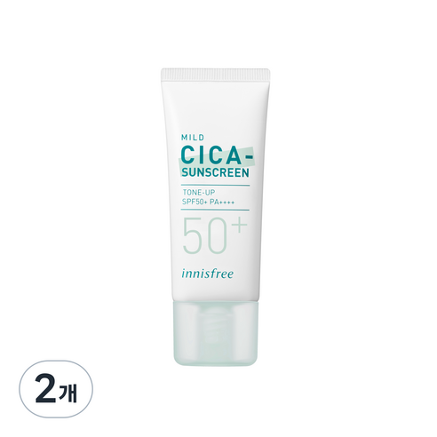 이니스프리 트루 마일드 시카 무기자차 선크림 SPF50+ PA++++, 2개, 35ml