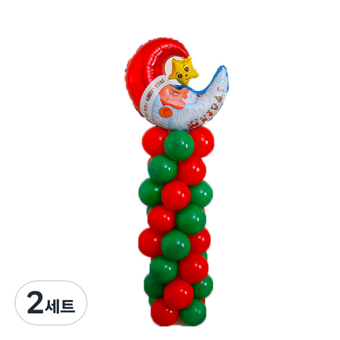 와우파티코리아 메리크리스마스 기둥 혼합풍선세트, 산타 달, 2세트