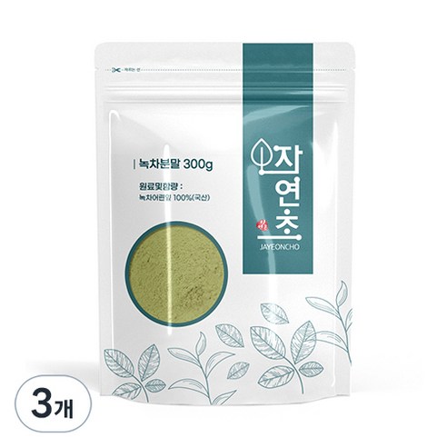 자연초 녹차분말, 300g, 3개