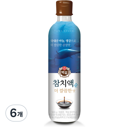 백설 참치액 순 더깔끔한맛, 500g, 6개