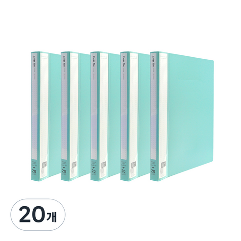 인디 클리어파일 A4 20매, Mint, 20개